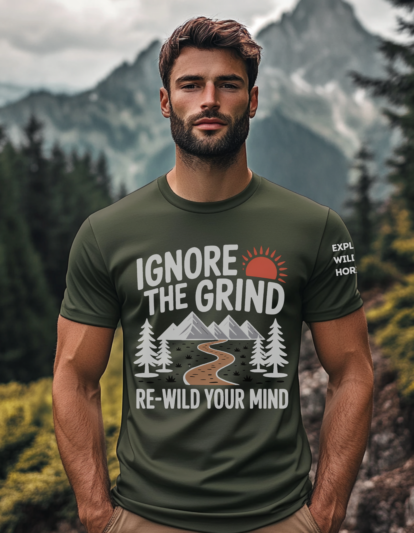 Ignore the Grind Rewild Your Mind Shirt - Hiking Nature T-Shirt - Outdoorsy Unisex Tee - Escape 9 to 5 Shirt - Rewilding Hiker Gift