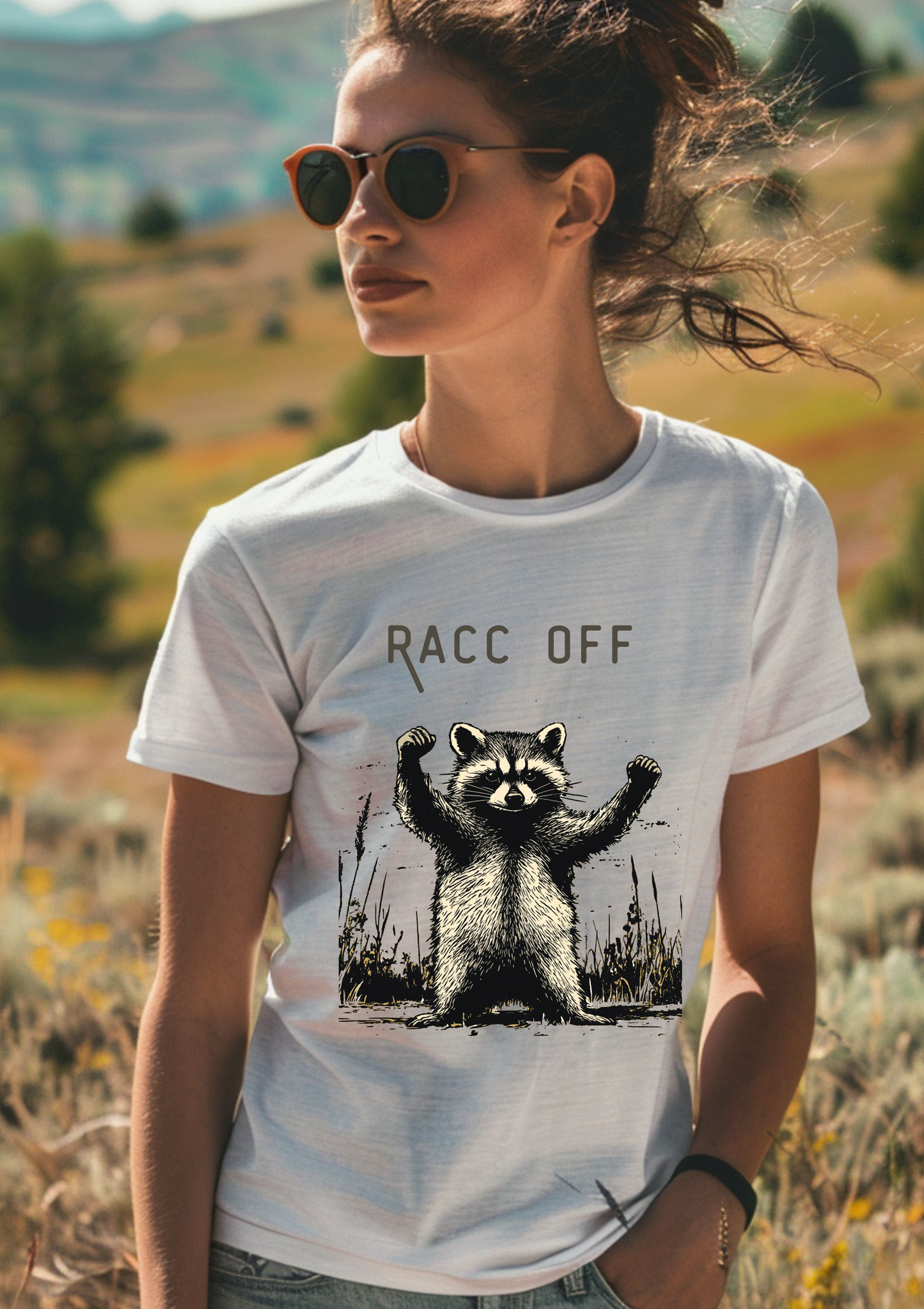Racc Off Raccoon - Graphic T-Shirt, Retro Unisex Adult T Shirt, Vintage Raccoon T Shirt, Nostalgia T Shirt, Relaxed Cotton Tees, Trash Panda