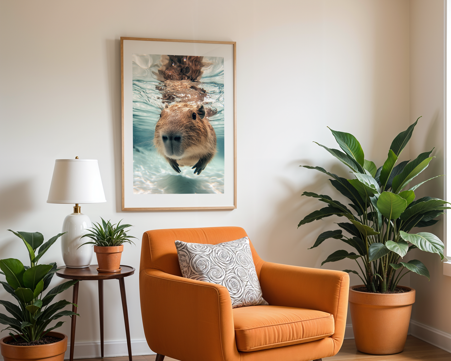 Capybara Swimming Poster - Underwater Capybara Wall Art - Animal Print - Nature Wildlife Decor - Capybara Artwork - Gift for Capybara Lovers