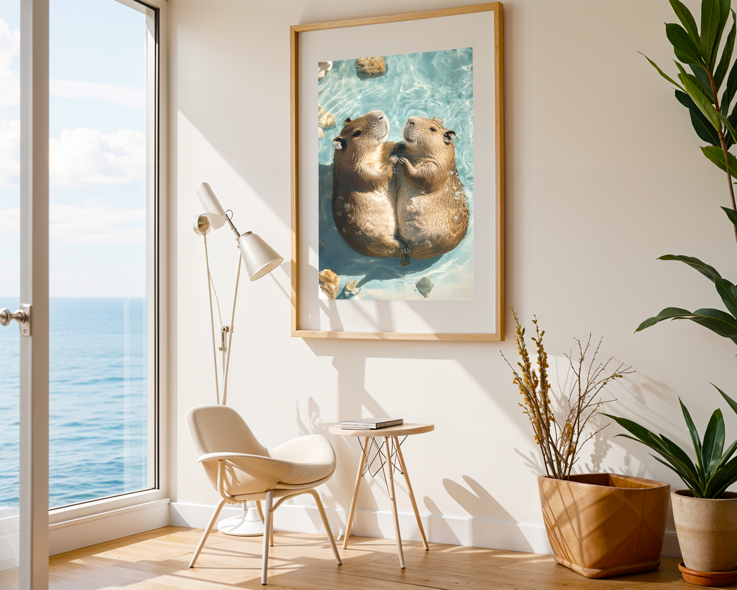 Capybara Holding Hands Poster - Cute Capybara Wall Art - Animal Print - Capybara Artwork - Adorable Wildlife Decor - Gift for Capybara Lover