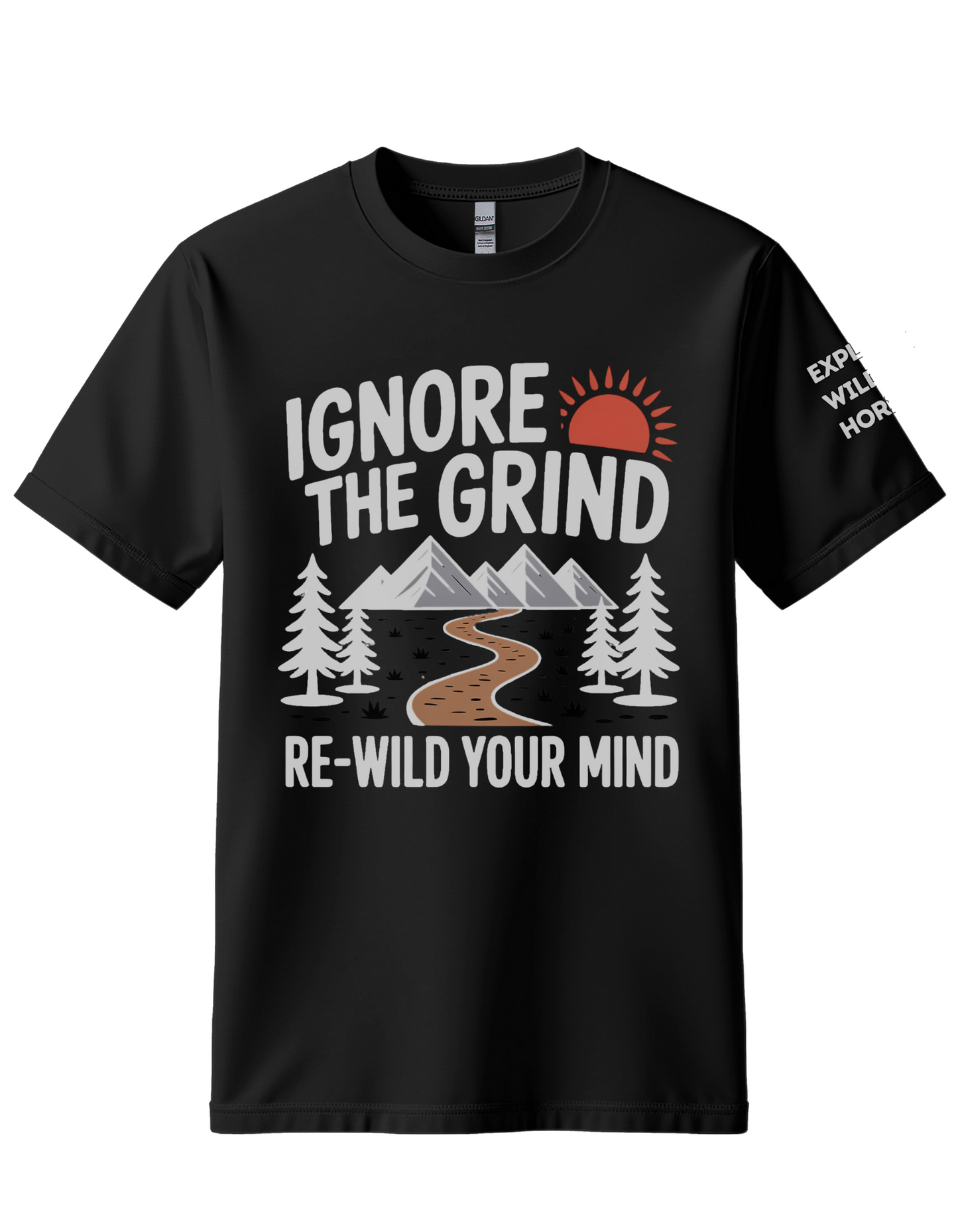 Ignore the Grind Rewild Your Mind Shirt - Hiking Nature T-Shirt - Outdoorsy Unisex Tee - Escape 9 to 5 Shirt - Rewilding Hiker Gift