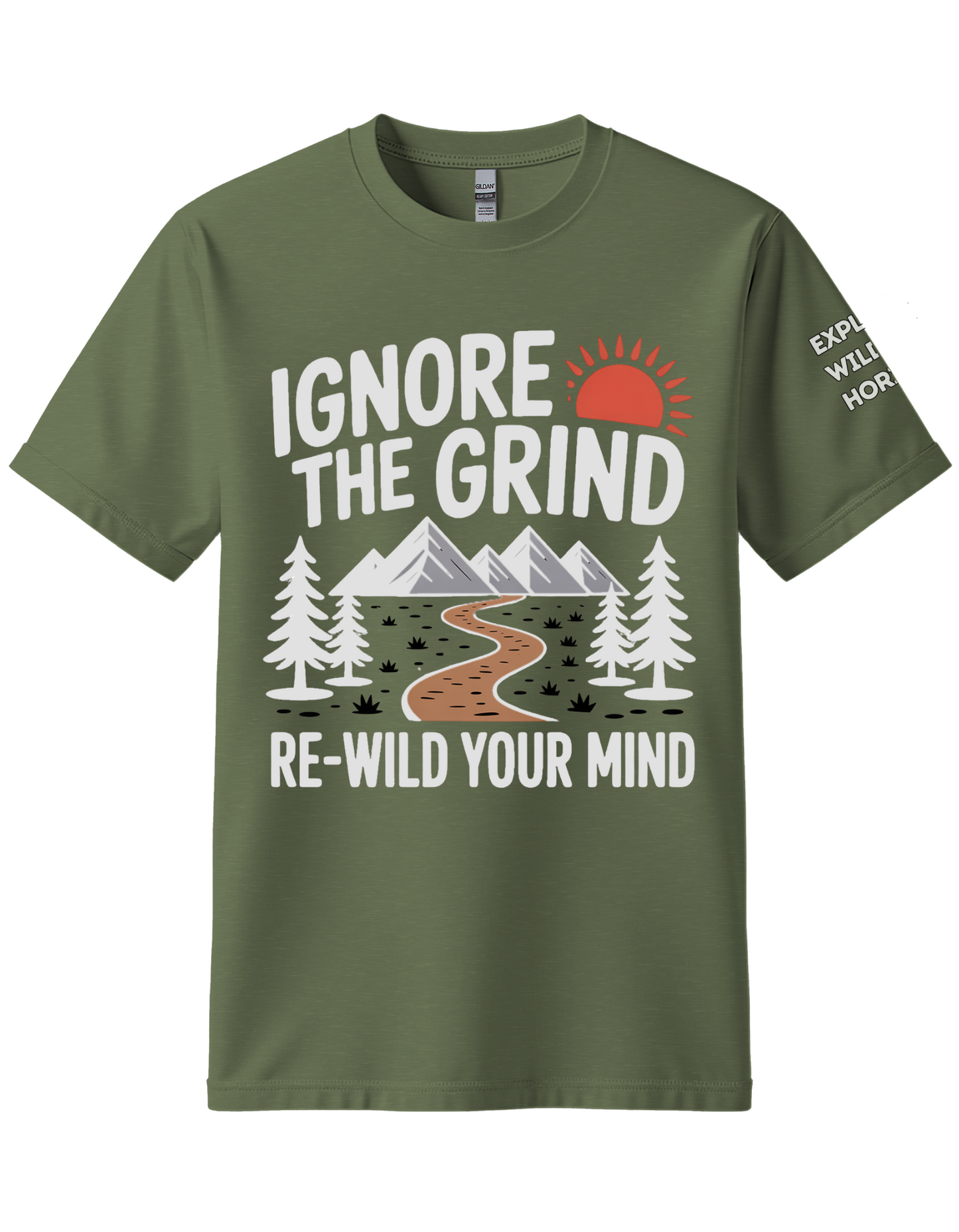 Ignore the Grind Rewild Your Mind Shirt - Hiking Nature T-Shirt - Outdoorsy Unisex Tee - Escape 9 to 5 Shirt - Rewilding Hiker Gift