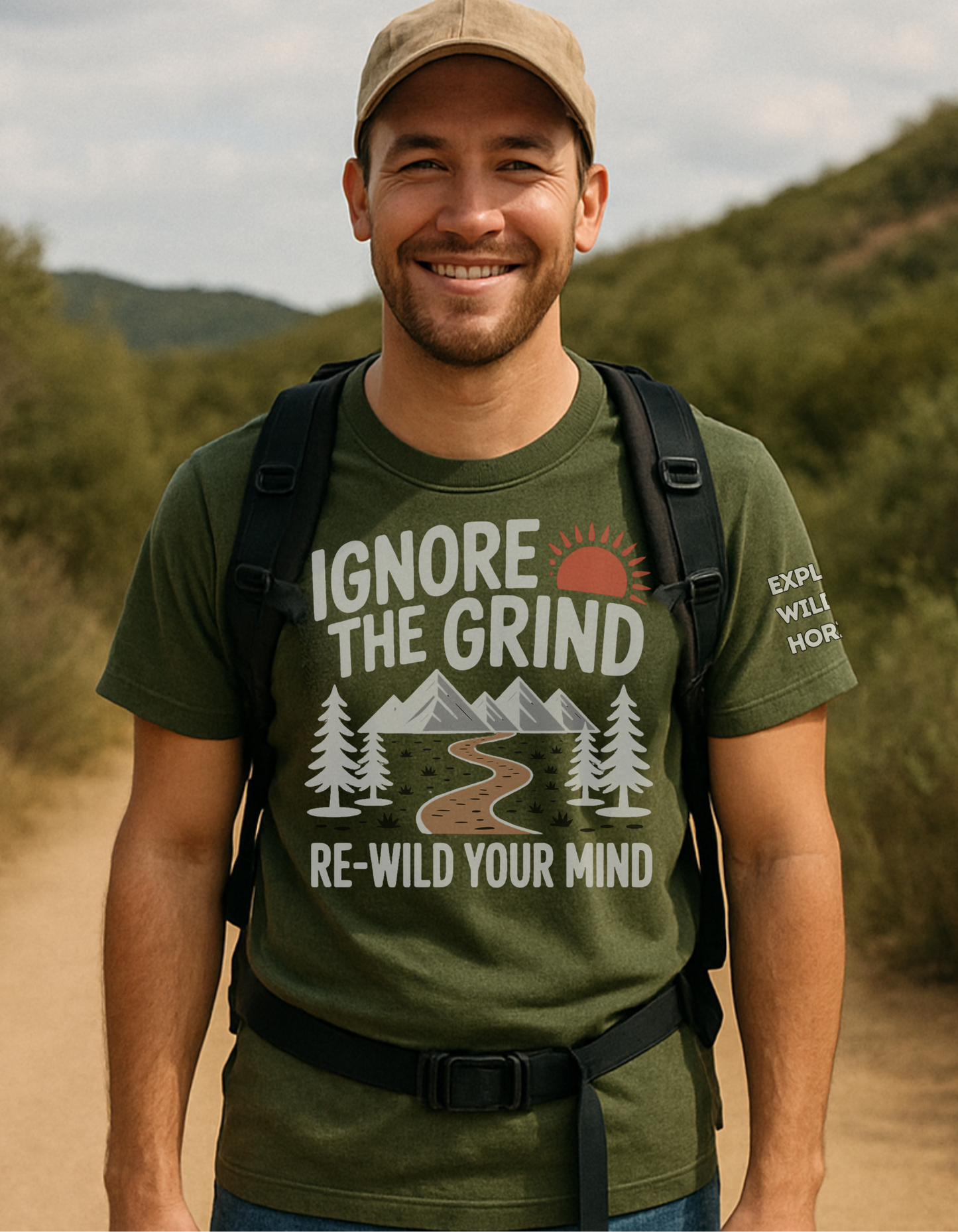 Ignore the Grind Rewild Your Mind Shirt - Hiking Nature T-Shirt - Outdoorsy Unisex Tee - Escape 9 to 5 Shirt - Rewilding Hiker Gift