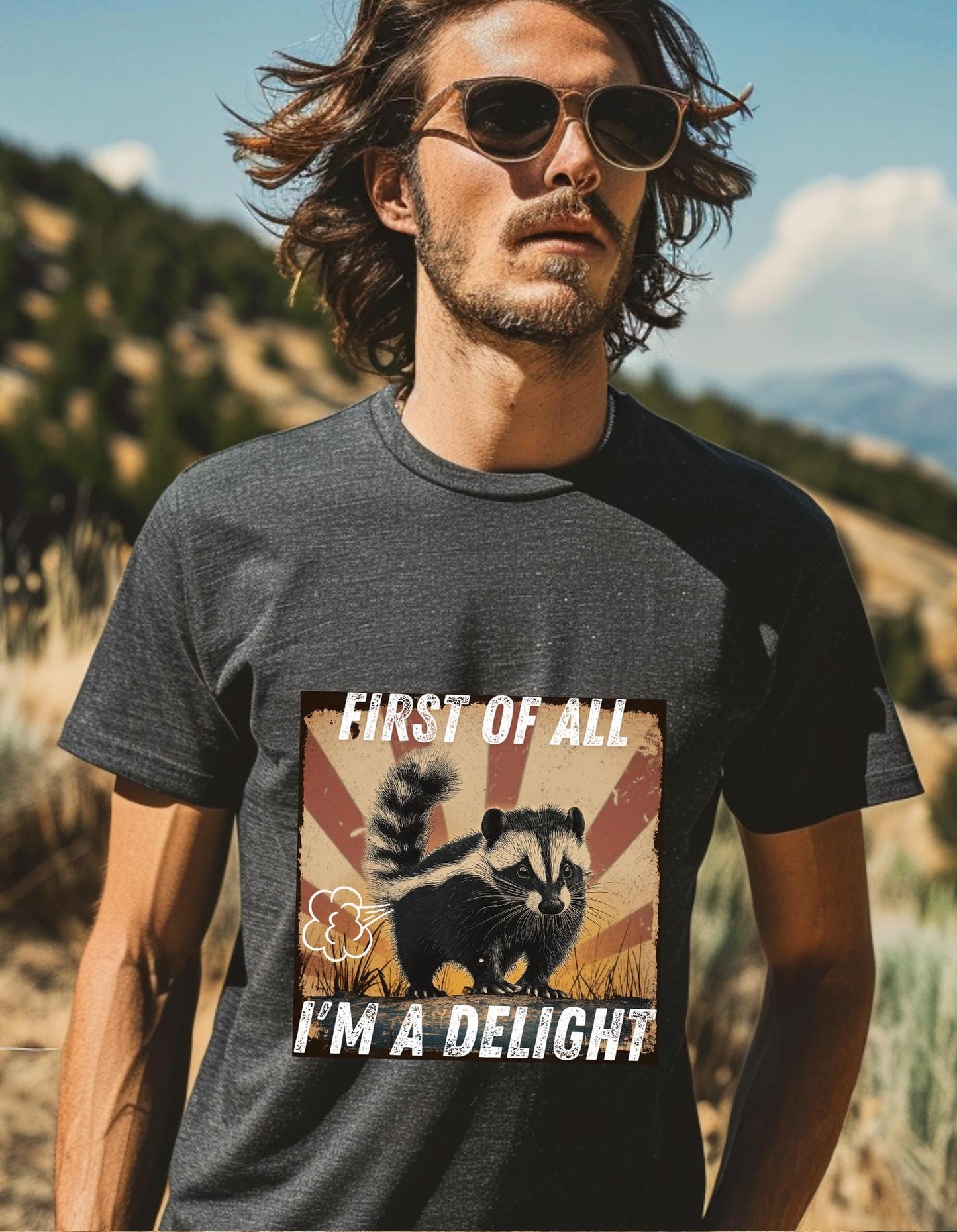 First Of All I'm A Delight Retro Sarcastic Angry Opossum Lover Shirt, Comfort Funny Animal Lover TShirt, Unique Gift for Opossum Lovers