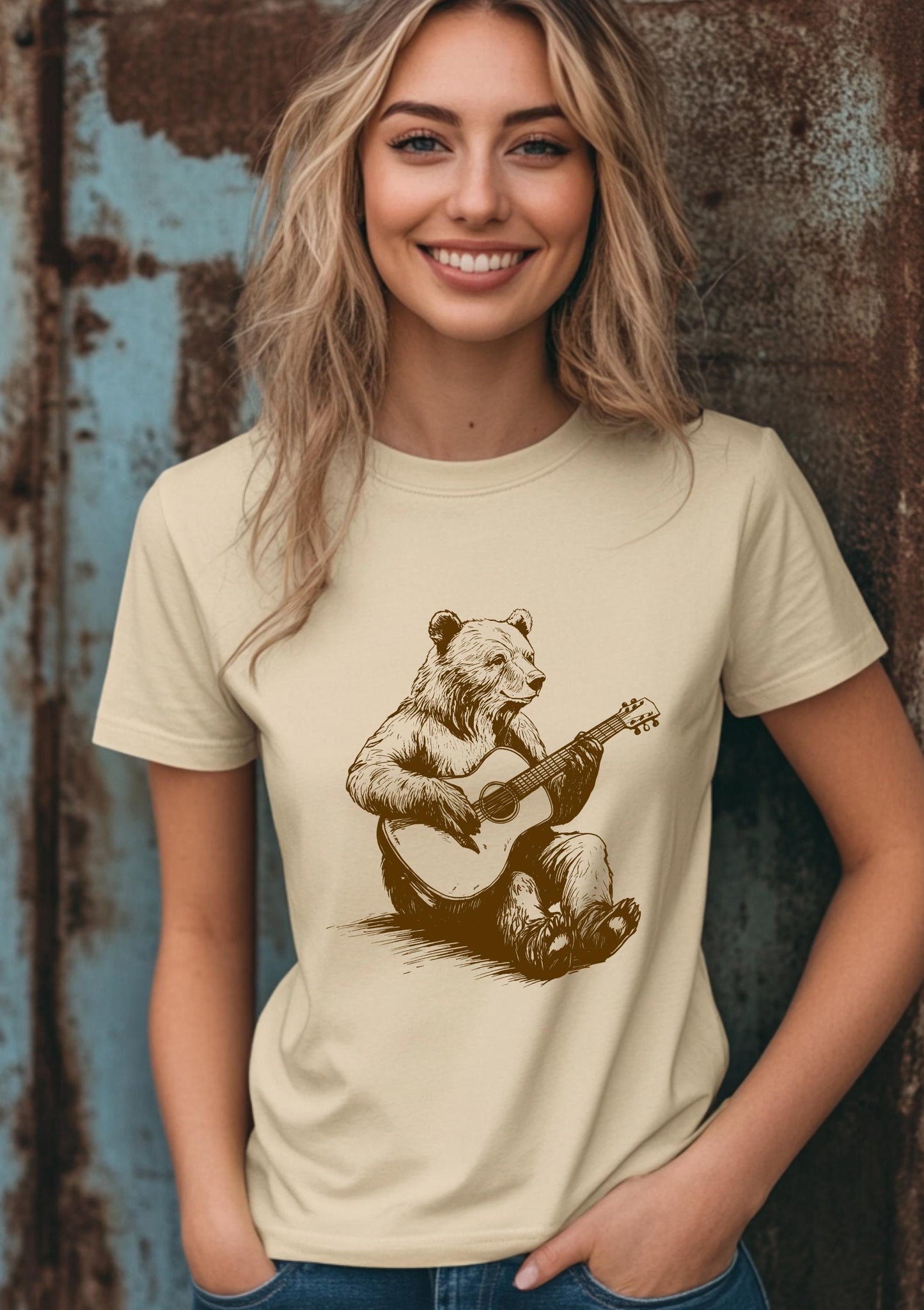 Bear Guitar T-Shirt - Bear Playing Guitar Shirt - Men's Bear Shirt - Men's Graphic Tee - Womens - Bear Tshirt - Bear Gifts Music Gift