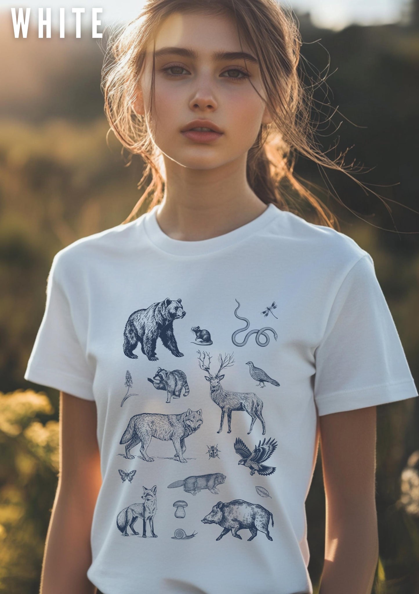 Vintage 90s Tattoo Forest Animal Tshirt, Retro Woodland Nature Shirt, Woodland, Eagle, Deer, Snake, Bear Shirt, Unisex Relaxed Adult Tee
