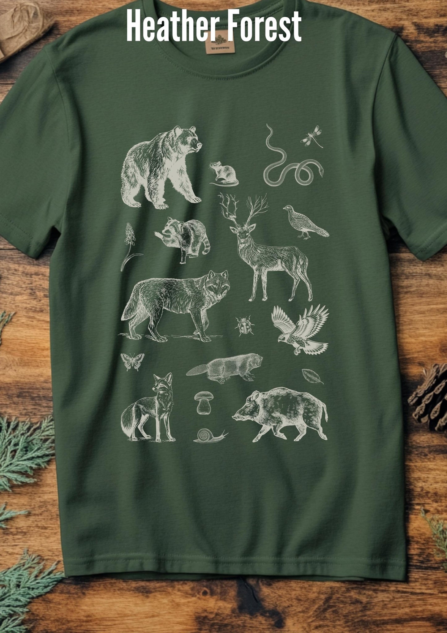 Vintage 90s Tattoo Forest Animal Tshirt, Retro Woodland Nature Shirt, Woodland, Eagle, Deer, Snake, Bear Shirt, Unisex Relaxed Adult Tee