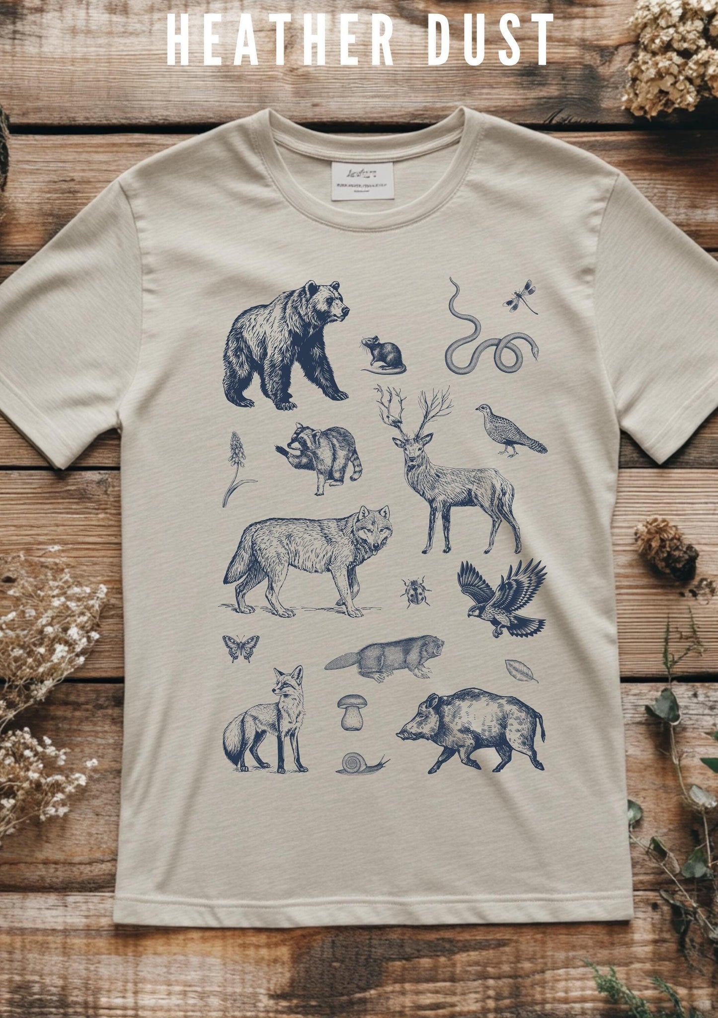 Vintage 90s Tattoo Forest Animal Tshirt, Retro Woodland Nature Shirt, Woodland, Eagle, Deer, Snake, Bear Shirt, Unisex Relaxed Adult Tee