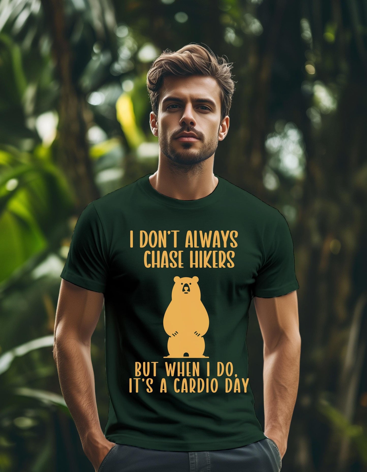 Funny Bear Hiking Unisex Tee - I Dont Always Chase Hikers, But When I Do It's A Cardio Day - Hikers - Walkers Gift