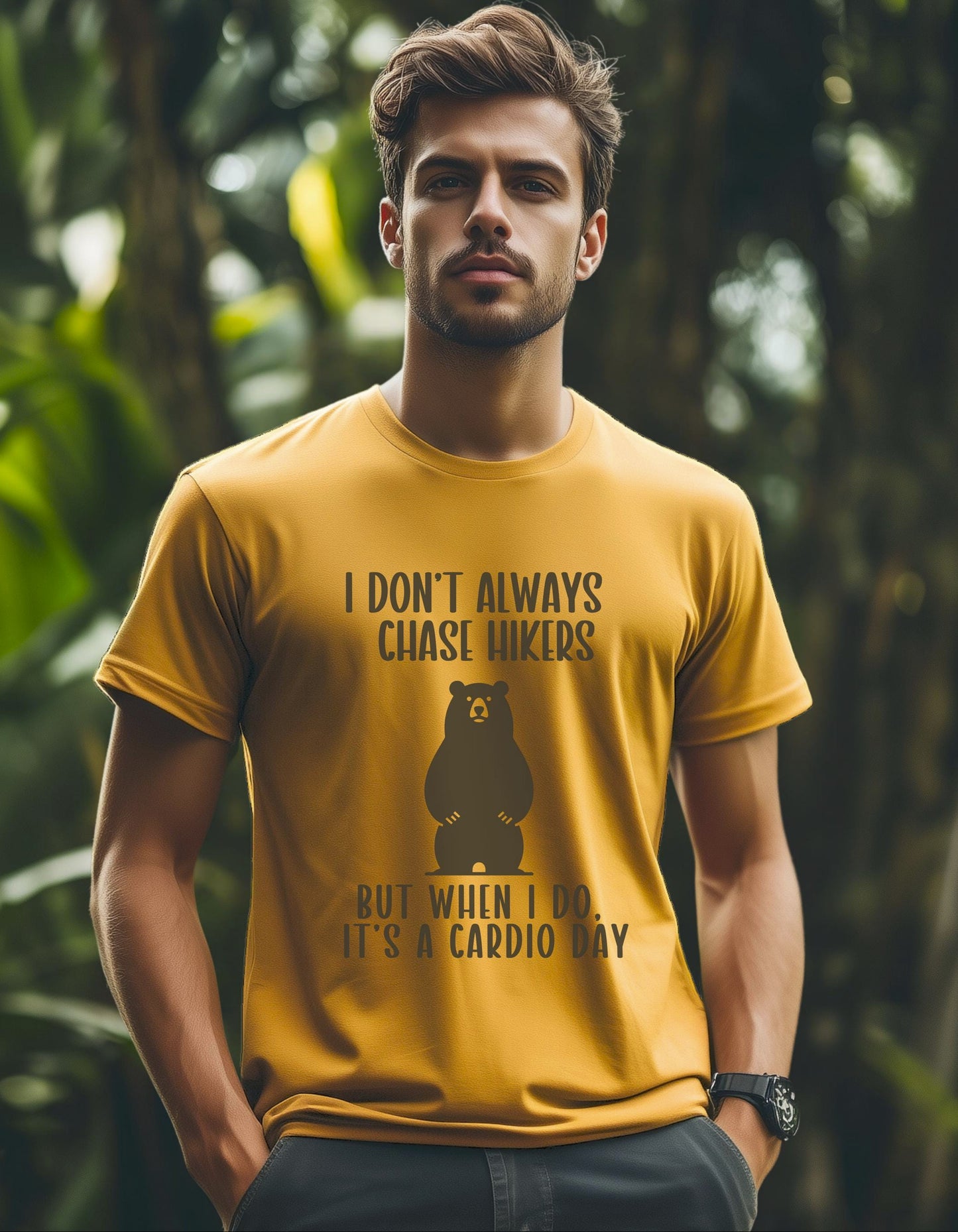 Funny Bear Hiking Unisex Tee - I Dont Always Chase Hikers, But When I Do It's A Cardio Day - Hikers - Walkers Gift