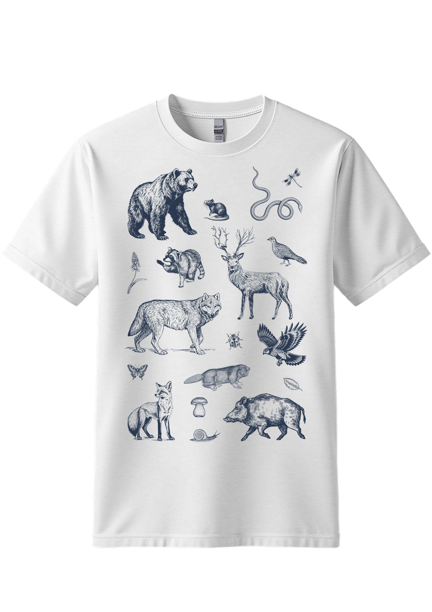 Vintage 90s Tattoo Forest Animal Tshirt, Retro Woodland Nature Shirt, Woodland, Eagle, Deer, Snake, Bear Shirt, Unisex Relaxed Adult Tee