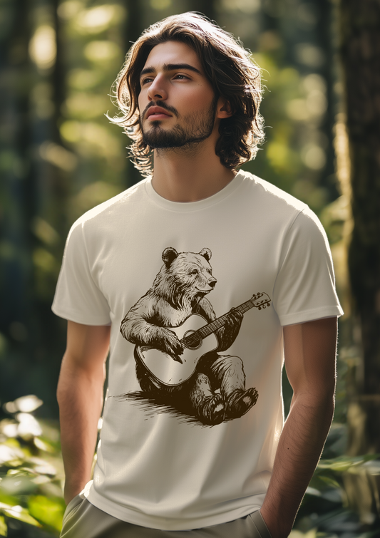 Bear Guitar T-Shirt - Bear Playing Guitar Shirt - Men's Bear Shirt - Men's Graphic Tee - Womens - Bear Tshirt - Bear Gifts Music Gift