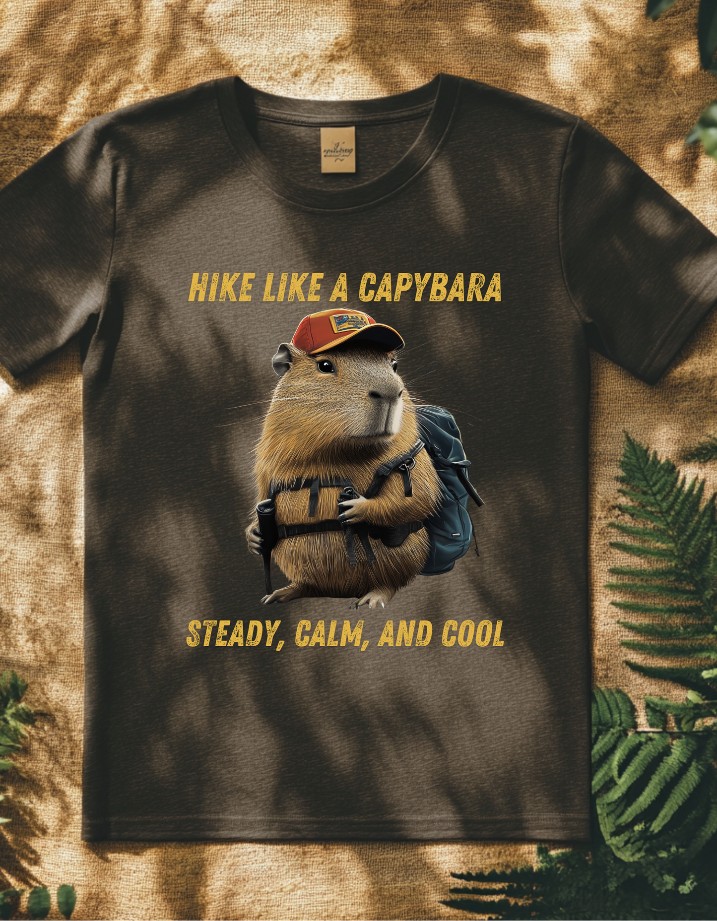 No Bad Trails - Hike like a Capybara - Steady Calm and Cool - Funny Gift, Hiking Vintage T-Shirt, Retro 90s Forest Adventure Mountains Shirt