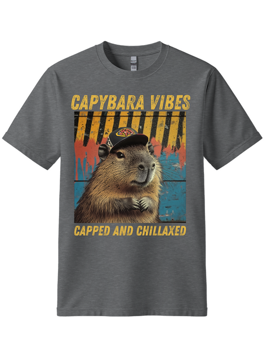 Hike like a Capybara - Steady Calm and Cool - Funny Gift, Hiking Vintage T-Shirt, Retro 90s Forest Adventure Mountains Shirt
