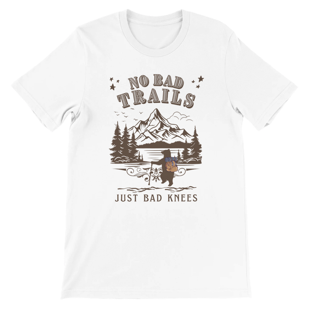 No Bad Trails Just Bad Knees Cute Bears Hiking Vintage T-Shirt, Retro 90s Forest Adventure Mountains Shirt, Funny Teddy Bears T Shirt