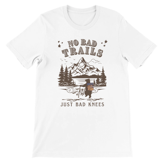 No Bad Trails Just Bad Knees Cute Bears Hiking Vintage T-Shirt, Retro 90s Forest Adventure Mountains Shirt, Funny Teddy Bears T Shirt