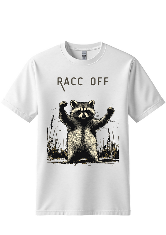 Racc Off Raccoon - Graphic T-Shirt, Retro Unisex Adult T Shirt, Vintage Raccoon T Shirt, Nostalgia T Shirt, Relaxed Cotton Tees, Trash Panda