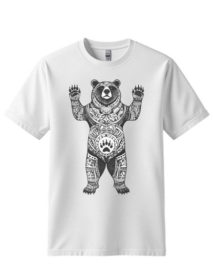 Tribal Bear T-Shirt - Native-Inspired Bear Design - Men's Graphic Tee - Women's Wildlife Shirt - Rustic Outdoor Shirt - Boho Bear Gift