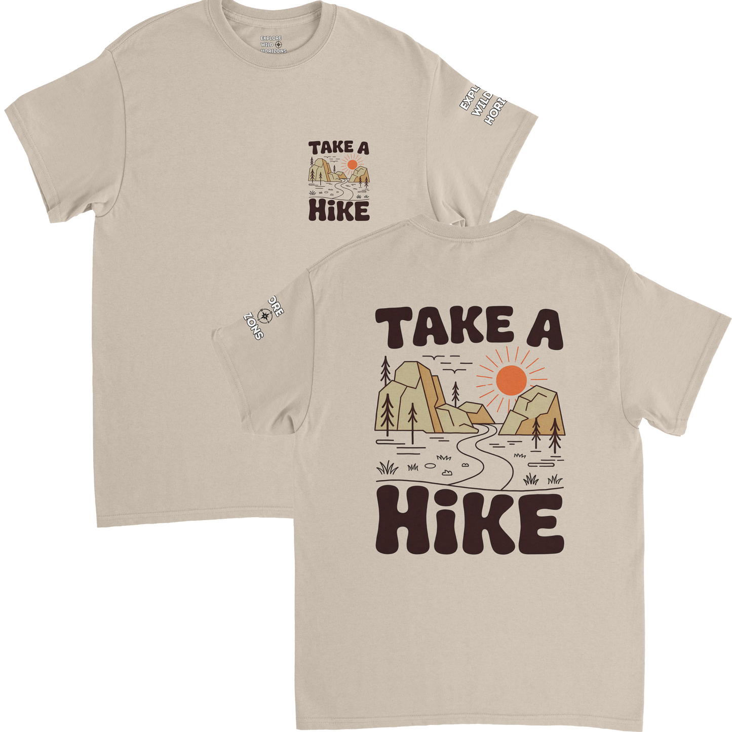 Explore Wild Horizons 'Take A Hike' Cotton T-Shirt – Funny Hiking Shirt – Nature Lover Gift – Outdoor Adventure Tee