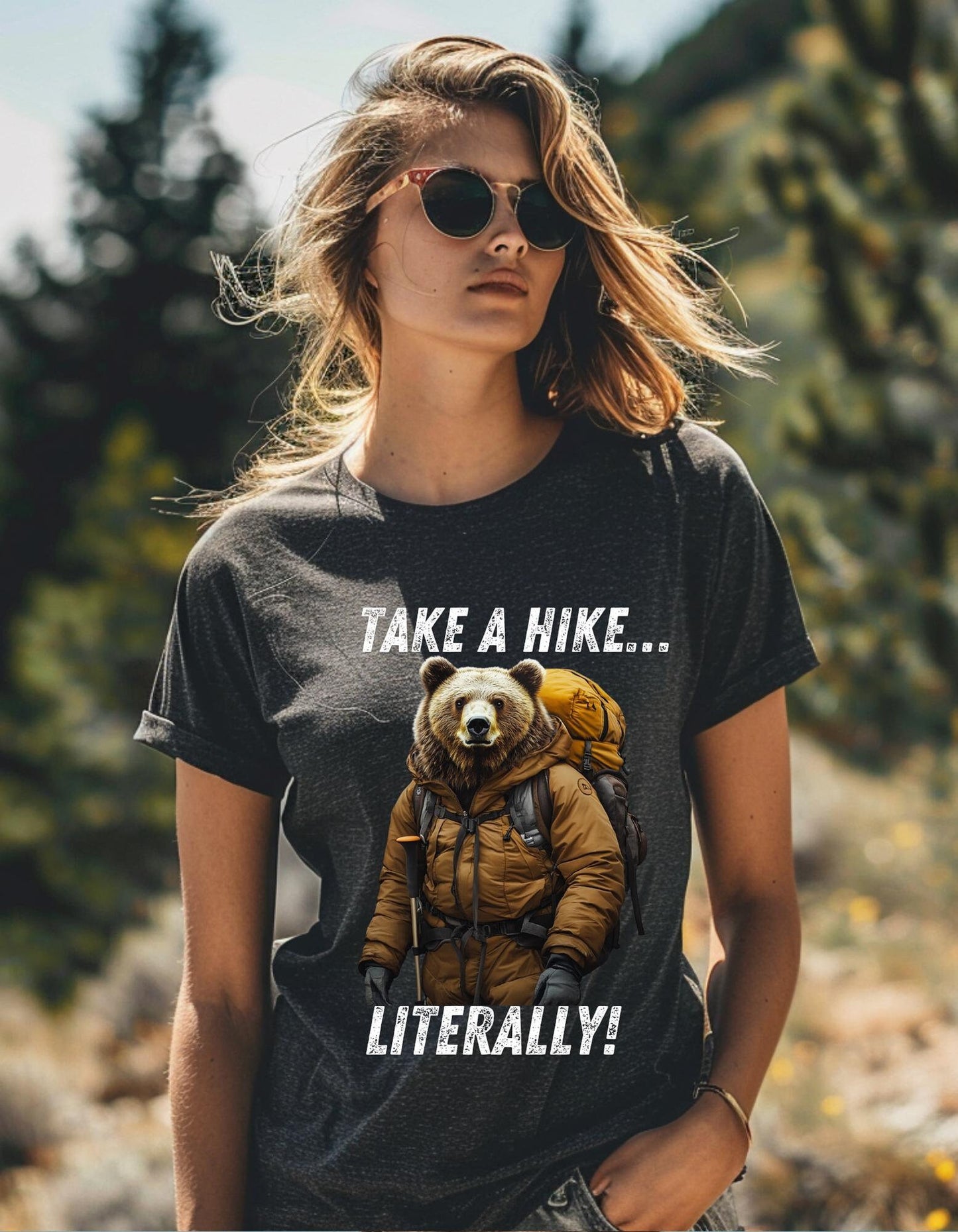 Take a hike - Retro Sweatshirt - Funny Hiking Shirt - Forest Camper Shirt -  Animal Sayings Sweatshirt - Brown Bear