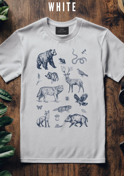 Vintage 90s Tattoo Forest Animal Tshirt, Retro Woodland Nature Shirt, Woodland, Eagle, Deer, Snake, Bear Shirt, Unisex Relaxed Adult Tee