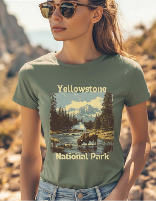 Vintage Yellowstone National Park TShirt | Retro Parks Tee Shirt, Trendy Granola Girl, Oversized Top, Gorpcore Boho Forestcore Clothing