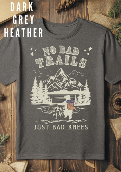 No Bad Trails Just Bad Knees Cute Bears Hiking Vintage T-Shirt, Retro 90s Forest Adventure Mountains Shirt, Funny Teddy Bears T Shirt