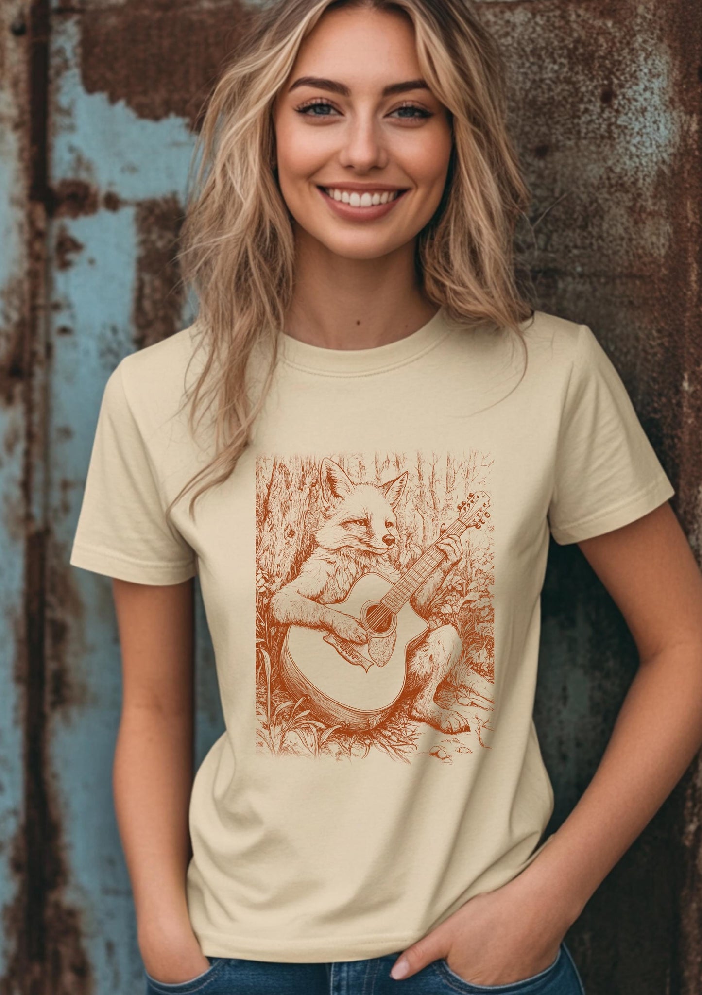 Fox Guitar T-Shirt - Fox Playing Guitar Shirt - Men's Bear Shirt - Men's Graphic Tee - Womens - Fox Tshirt - Fox Gifts Music Gift