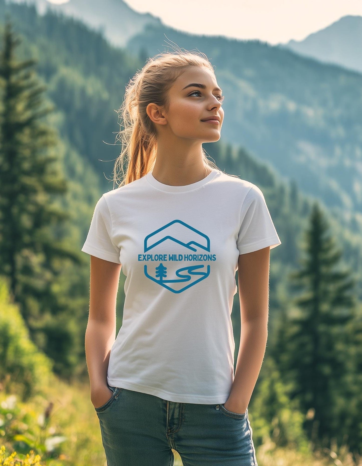 Retro Explore Wild Horizons T-Shirt - Vintage Nature Graphic Tee - Hiking and Adventure Shirt - Eco-Friendly Outdoor Lover Gift
