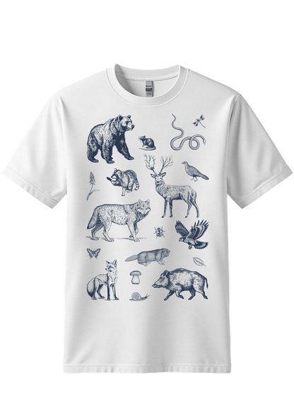 Vintage 90s Tattoo Forest Animal Tshirt, Retro Woodland Nature Shirt, Woodland, Eagle, Deer, Snake, Bear Shirt, Unisex Relaxed Adult Tee