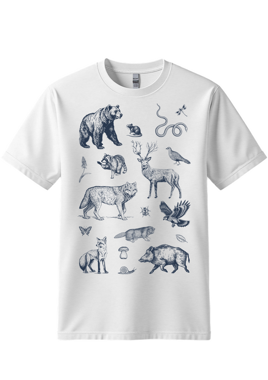 Vintage 90s Tattoo Forest Animal Tshirt, Retro Woodland Nature Shirt, Woodland, Eagle, Deer, Snake, Bear Shirt, Unisex Relaxed Adult Tee